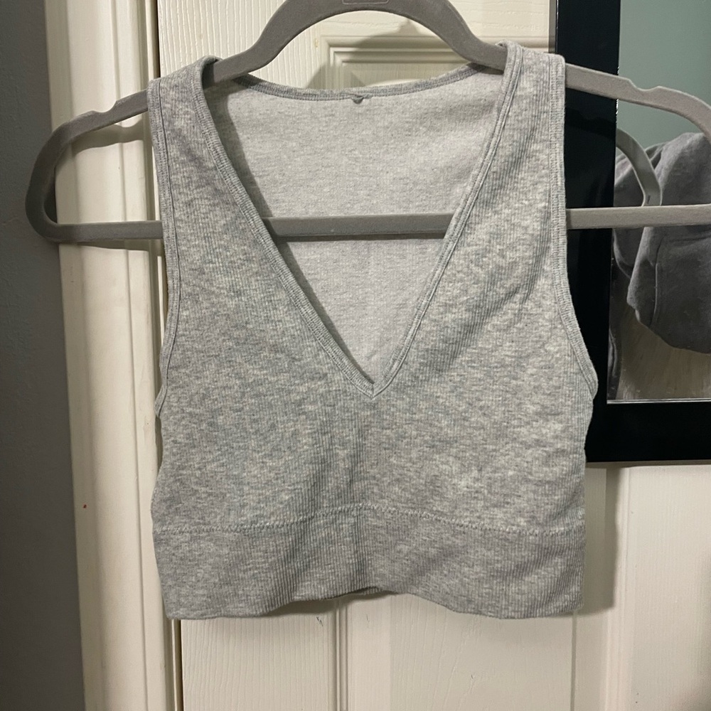 Garage grey stella seamless plunge tank top